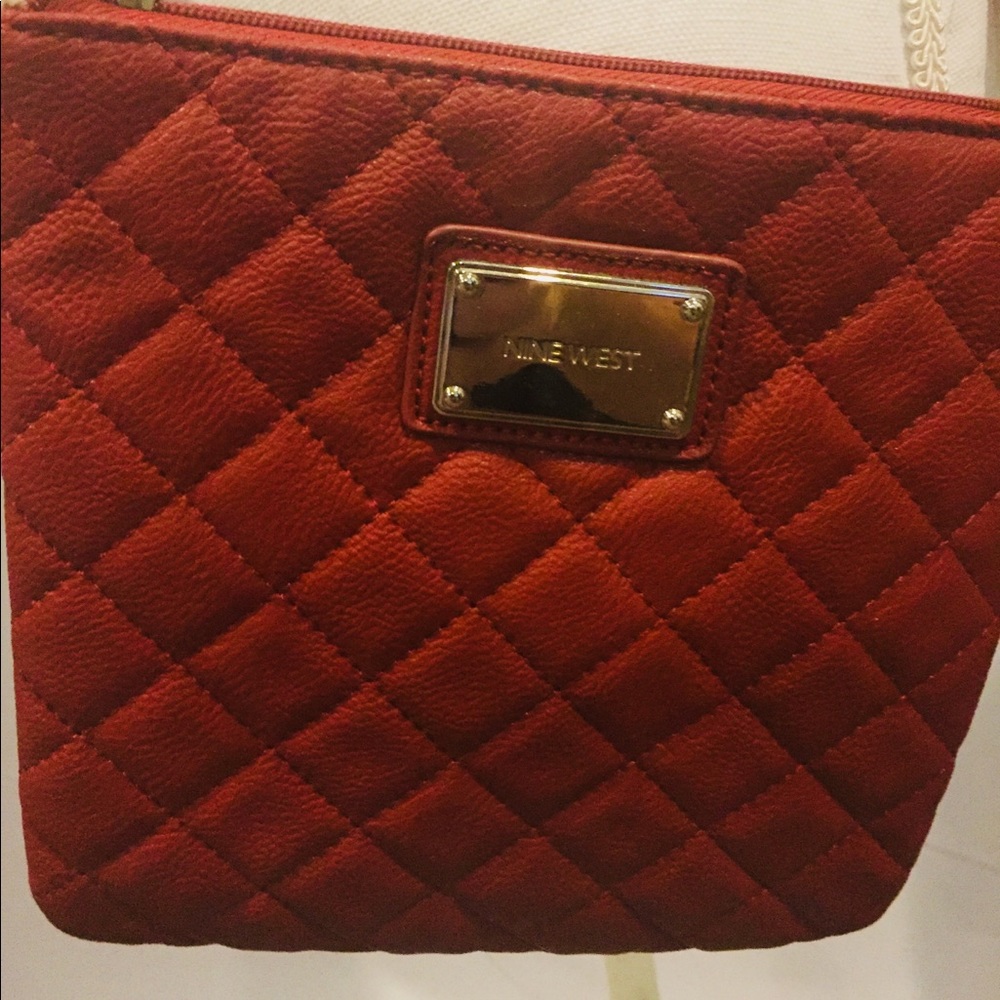 SOLD NINE WEST Designer Red Quilted Crossbody EUC
